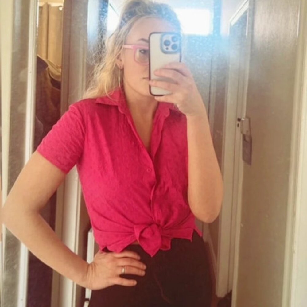 Marks & Spencer’s Pink Broderie Cotton Shirt